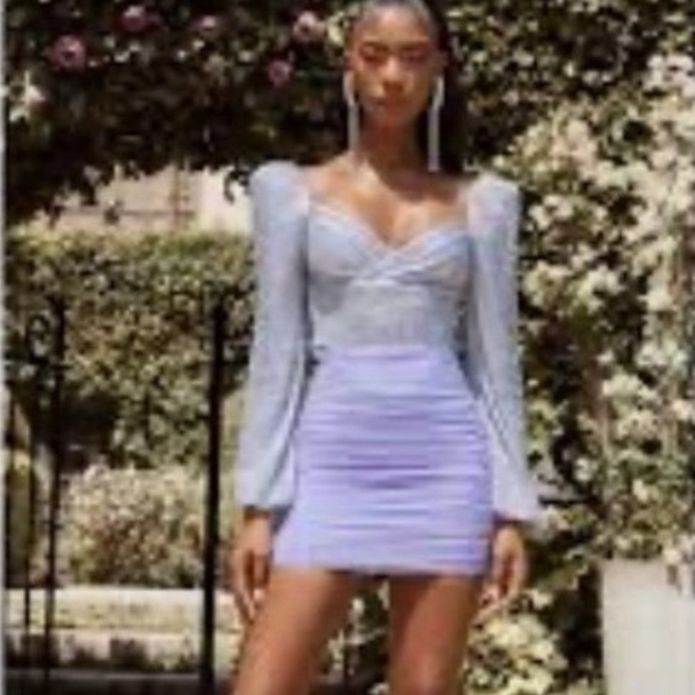 House of CB London Aubrey Skirt Ruched Lilac Pencil Bodycon Party Size Medium